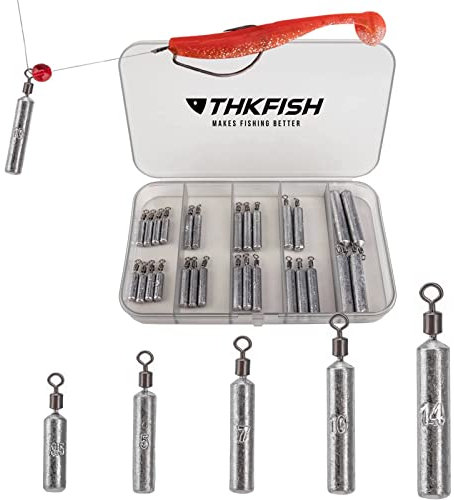 THKFISH Angelzubehör Set Gewichte Angeln Sinker Angeln Drop Shot Gewichte Angelgewichte Kit Drop Shot Rig E-Schlank Gestaltenn Gewichte 28 Stück