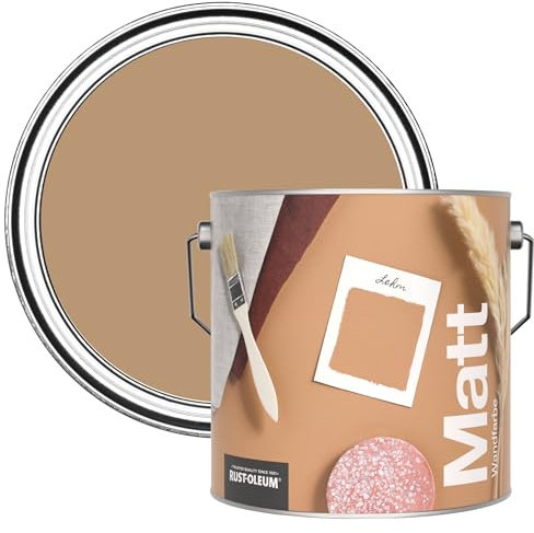 Rust-Oleum ultra strapazierfähige, extra deckende, abwaschbare, orange matte Wandfarbe - Lehm 2,5 Litres
