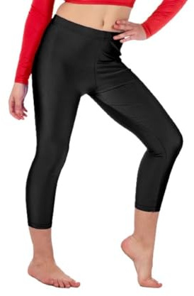 R&N FASHIONS – Leggings tinta unita lunghezza Capri per ragazze - Pantaloni basic elasticizzati per bambini a tutta lunghezza lucidi - Comodi pantaloni elasticizzati super morbidi per danza, ginnastic