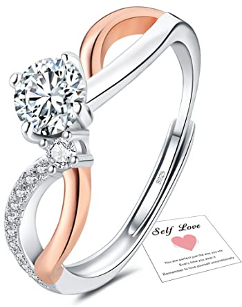 HEEYA Bague Anti Stress Femme en Argent 925 Hypoallergénique - Bague Spinner Réglable avec Perles Tournantes pour Anxiété Cadeau Adulte