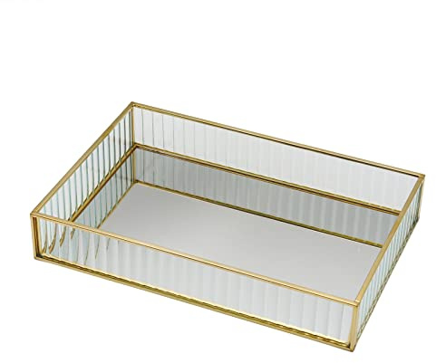 Yinghesheng Vano vanità Gioiello Decorazione Vassoio Specchio, Vaso per Trucco a Specchio in Vetro Vassoio Ornato vano Vassoio Vassoio Gioiello binnastico Vassoio organizzatore per Decorazioni,L
