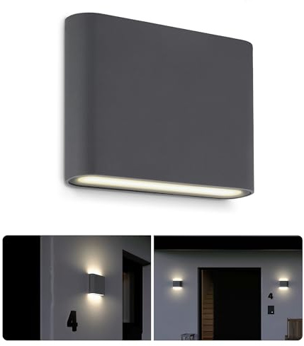 SSC-LUXon TWEO Außenwandleuchte Up & Down anthrazit IP54 warmweiß | Anthrazit Wandleuchte mit Up-Down-Licht für Hauswand, Flur & Treppenhaus - warmweiß, feste LEDs, wetterfest IP54
