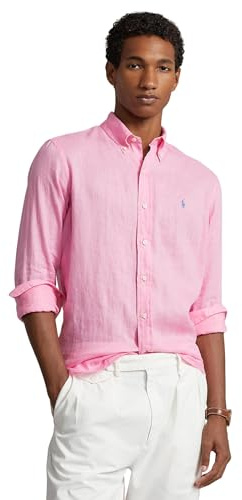 Polo Ralph Lauren 710791449006 Camicia in Lino a Maniche Lunghe vestibilità Classica Uomo (Pacco da 1)