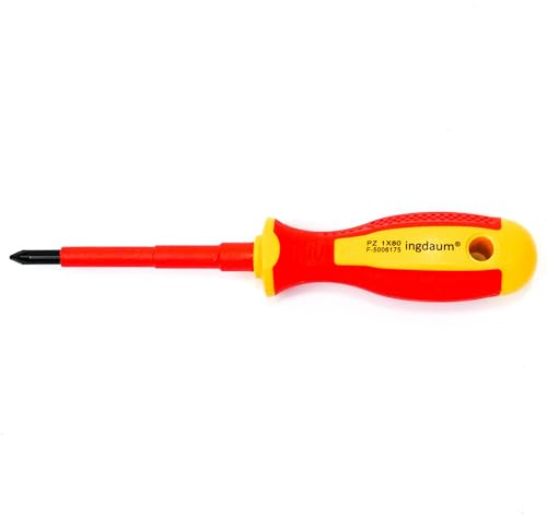 Tournevis PoziDriv VDE PZ isolé 1000 V PZ 1 * 80 mm | Tournevis électricien, À l'unité ou en set, Conforme VDE / IEC, Pour installation électrique