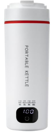 Piccolo bollitore elettrico, 450 ml, bollitore portatile in acciaio inox, 6-7 min, bollitore da viaggio con funzione isolante (bianco)