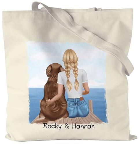 Kiddle-Design Personalisierte Hundemama Jutebeutel | Geschenk für Stolze Hundebesitzerin | Für Hundeliebhaber Dog Dad mit Haustier | Mit Name & Spruch