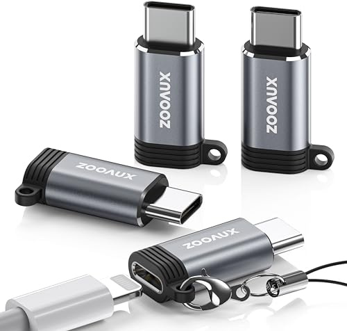 4 Pack Lightning auf USB C Adapter für iPhone 15/16/16 Pro/16 Plus/Pro Max, iPad Pro, Samsung S25/S24, Adapter Lightning auf USB C für Laden und Datenübertragung, Nicht für Audio/OTG/Kopfhörer- Grau