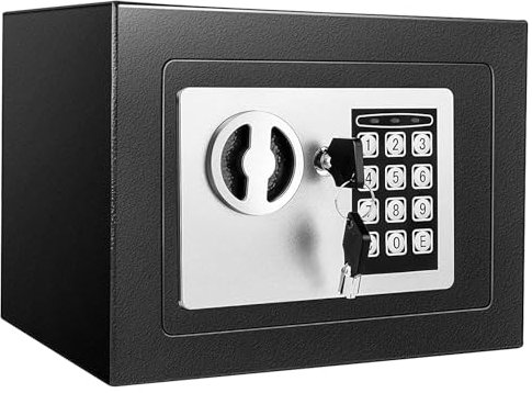 SINZUX 6.6L Digital Steel Safe, Safe Boxes for Home Use, Electronic Security Home Office Money Cash Safes With 2 keys, Wall Safes 230mmx170mmx170mm-Black