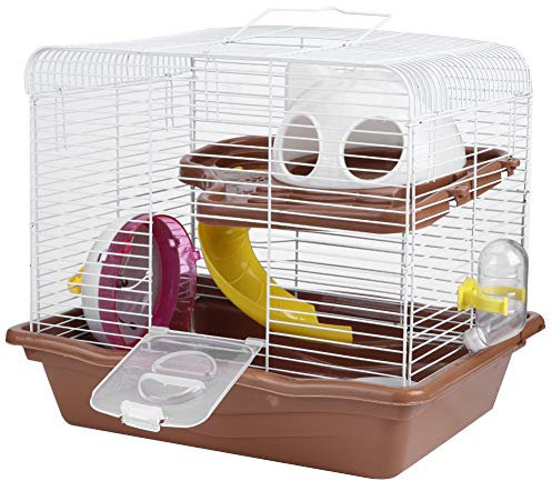 Hamsterkäfig, groß, Doppelschichtig, Luxuriös, Maße: 35 X 26,5 X 32 cm, Rennmauskäfig, Chinchillakäfig mit Leisem Laufrad für die Zähmung von Haustieren Im Innenbereich.