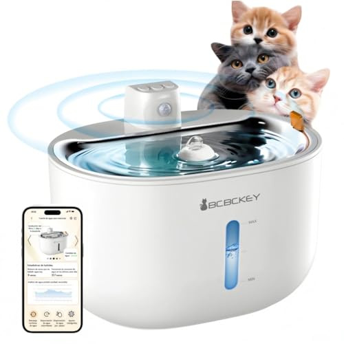 Katzenbrunnen für Katzen - 3L Katzenbrunnen kabellos mit App - Batteriebetrieben Trinkbrunnen für Katze mit Akku 5000mAh - 2.4G WiFi Fernbedienung - Wasserbrunnen für Katzen, Für alle Haustiere