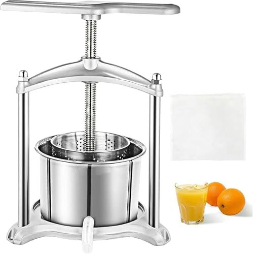 Manuelle Honigschleuder Radial-Extraktor-Traubenpresse, 3 l manuelle Presse, Haushalts-Entsafter aus Edelstahl, Saft-Weinpresse für Karotten, Orangen, Beeren, Käse