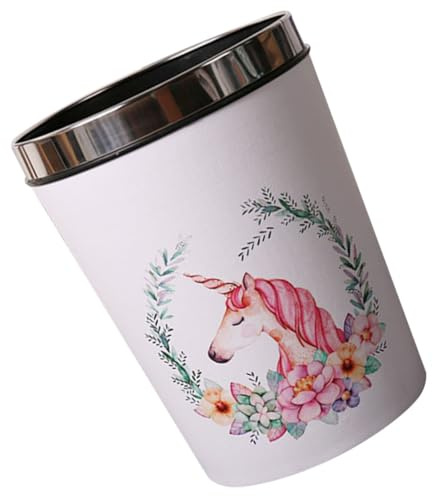 VOSAREA Poubelle à Papier Licorne 12 Litres en Plastique Résistant, Design Marbré Coloré, Usage Bureau et Chambre D’garçon et Filles, Corbeille à Déchets Pratique et Légère