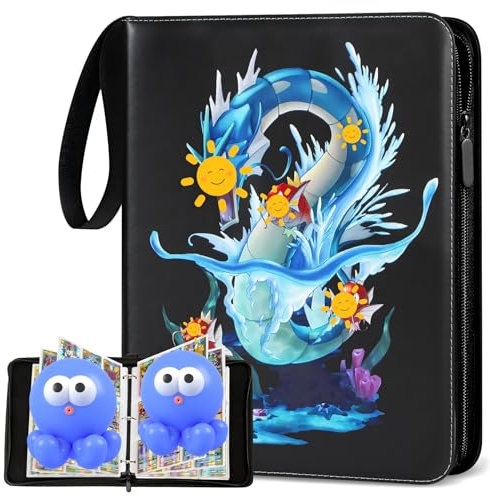 Sammelalbum für Pokemon Karten,900 Karten Sammelkarten Album 9 Taschen 50 Seiten Sammelmappe karten Ordner Heft,Hochwertiges Wasserdicht PU Leder Card Collection Sammelheft,Geschenk für kinder (B900)