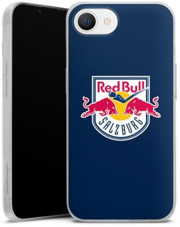 Slim Case extra dünn kompatibel mit Apple iPhone 16e 2025 Silikon Handyhülle transparent Hülle EC Red Bull Salzburg Offizielles Lizenzprodukt Eishockey