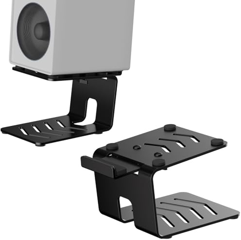 suptek 1 Paar Höhenverstellbare Lautsprecherständer, Metall-Ständer bis 10 kg pro Stand, mit Antivibrations-Pads für Lautsprecher (22,6 x 14 x 12,2 cm), SDM002B