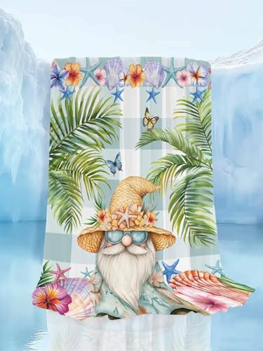 MUNSATNA SR Tropical Dwarf Palm Tree Cooling Blanket Lightweight Breathable Summer Blankets for Night Sleeping Sweats Sleepers, Gnomes Sea Star on Green Plaid Throws for Bed Sofa Couch Office,30x40IN