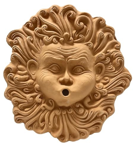 Le Terrecotte di Cassiano Fabio Mascherone Eolo in Terracotta 38 cm – Scultura da Parete Artigianale Italiana – Decorazione Mitologica per Interni ed Esterni – Fatta a Mano