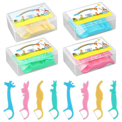 XoeLLe 160 Pieza Shilo Dental, Seda Dental, Superfloss, Hilo Dental Niños, Floss Sticks para Cuidado Dental Interdentales 4 Cajas Portatiles-Arcos Dentales Flosser Dental limpiador Dientes Sarro