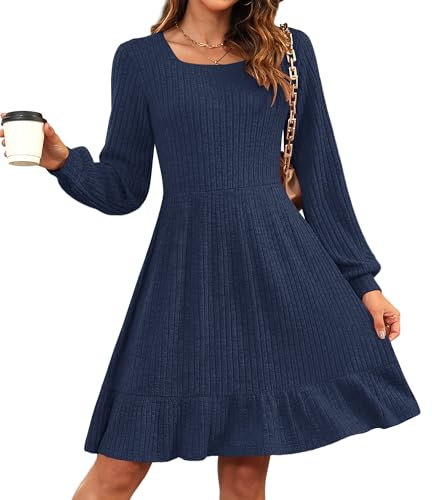 AUSELILY Abito in Maglia da Donna Abito Elegante con Maniche Lunghe in Maglia per L'autunno E l'inverno