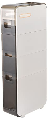 Torre portaoggetti sottile con cassetti trasparenti e ruote, autoportante, per bagno, cucina o piccoli spazi, massimizza l'efficienza di archiviazione