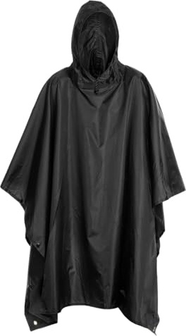 Badger outdoor Rain Poncho Ripstop – Impermeable 5000 mm Poncho de lluvia Festival Supervivencia Ligeramente Plegable para Senderismo Bicicleta Camping Exterior, Negro , Talla única