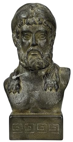 Busto di testa di leone di Ercole – Scultura piccola in gesso duro Moldano | Arte greca classica fatta a mano (20 cm)