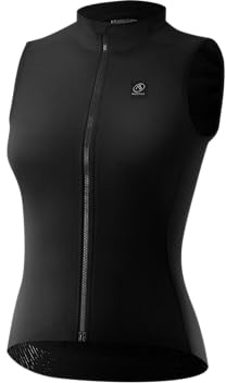 NUCKILY Damen Radtrikot, Winter Thermo Fahrradweste Radweste Winddichte Thermofleece Ärmellose Radjacke für Rennradfahren und Gravelbiking, Schwarz (DE/NL/SE/PL, Alphanumerisch, S, Regular, Regular)