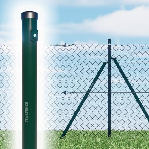 Zaunpfosten 10er-Set grün pulverbeschichtet aus Stahl [H150cm, Ø34mm]