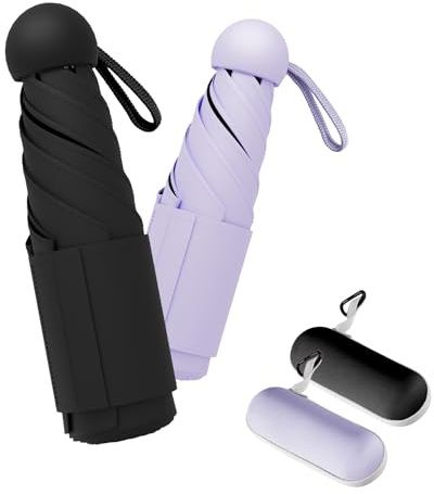 LILAC Travel Mini Umbrella with UPF 50+ Cooling UV Rain Protection, Compact Small & Lightweight Pocket-Sized Folding Umbrellas with Case for Purse & Backpack, Thoughtful Gift Women Men & Kids