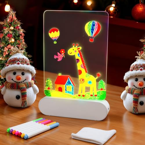 Tavola da disegno a LED per bambini con penna a 7 colori, lavagna magica ricaricabile per bambini, lavagna da disegno con luce continua, 4 colori, dimmerabile, per stanza, scuola, ufficio, festival