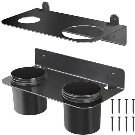 Qianly 2X Öltrichterhalter Metall Werkstatt Schwarz Einfach zu Montieren Garage Wandhalterung