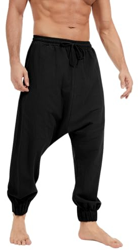 NANAMEEI Men Harem Pants Drawstring Linen Trousers Renaissance Trousers Men