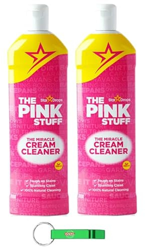 2x The Pink Stuff Cremereiniger/Reinigungscreme/Vielseitiger flüssiger Cremereiniger für harte Oberflächen 500ml + Beni Culinari Kostenloser Schlüsselanhänger