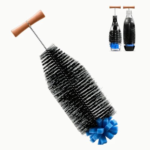 Cyberwork Brosse de Nettoyage Bouteille 31 cm avec Éponge Douce, Goupillon sans Rayures pour Bouteilles à Eau Pétillante, Carafe, Gourde, Verre – Poignée Ergonomique et Séchage Rapide