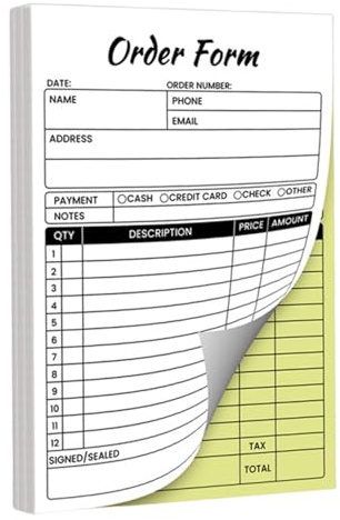 perfeclan Libro de recibos para pequeñas empresas. Fácil de usar, profesional. Material de oficina. Incluye recibos y facturas de, Formulario de Pedido