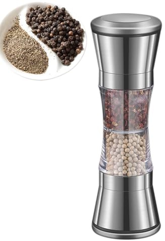 Manual Grinder Set - And Grinder | 2 In 1 Refillable Stainless Steel Combo Shakers | Adjustable Coarse Salts Peppers Mills | Tall Salts And Pepperr Shakers, Peppers Mill & Mil