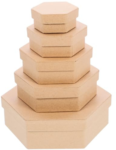 GLEAVI Aufbewahrungsbox Sechseckige Wiederverwendbare Geschenkkarton Geschenkbox aus Stabilem Kraftpapier 5 Stück für Verschiedene Anlässe und Dekoration