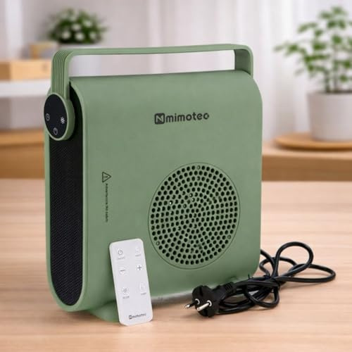 M Mimotec – Termoventilatore elettrico in ceramica Green Hearth 2000W, silenzioso <60 dB, con telecomando, protezione contro il surriscaldamento, riscaldatore portatile per interni.