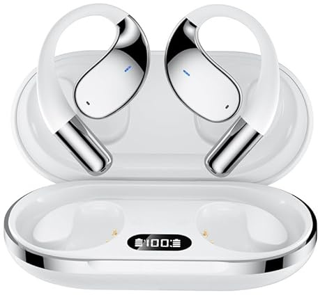 Casques Bluetooth 5.4 à Oreille Ouverte, Écouteurs sans Fil Son HiFi Stéréo, Affichage Numérique LED, 45H en Veille, Recharge Rapide Type‑C, Léger et Confortable pour Sport, Bureau & Usage Quotidien