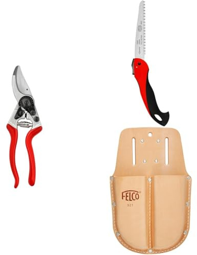 FELCO 8 Profi-Gartenschere Bypass 25 mm mit Klappsäge 600 und Doppelholster 921