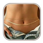 HARJJME Midjekedja guld vattentät dam 18K förgylld höftkedja skiktad justerbar midjekedja guld boho body belly midja kedja kroppskedja smycke för kvinnor flickor