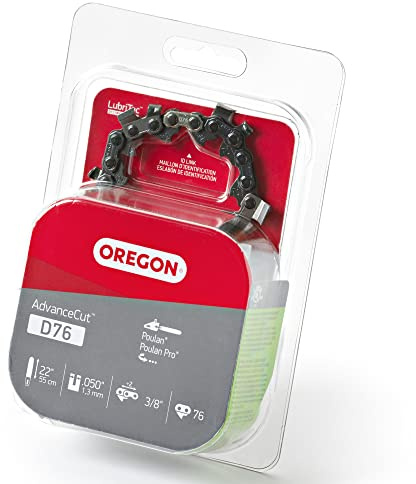 Oregon D76 AdvanceCut Replacement Chainsaw Chain for 22 Guide Bars, 76 Drive Links, Pitch: 3/8, .050 Gauge, Fits Poulan