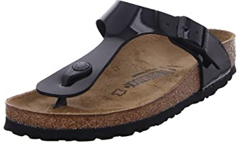 Birkenstock Classic Gizeh Birko-Flor 43663, Zehentrenner, Schwarz (Schwarz Lack 66), 37 EU (4.5 UK)