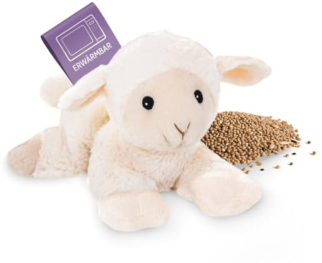 Habibi Plush Wärmekissen/Stofftier f. Kinder und Erwachsene – 1838 Lämmchen/Schaf mit Hirsefüllung, Wärmekuscheltier zum Erwärmen in der Mikrowelle/Backofen, ideal auch für Babys