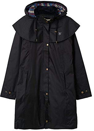 LightHouse Outrider Women's 3/4 Length Waterproof Raincoat - Windproof Lightweight Outdoor Jacket with Detachable Hood and Adjustable Cuffs (Black, 6)