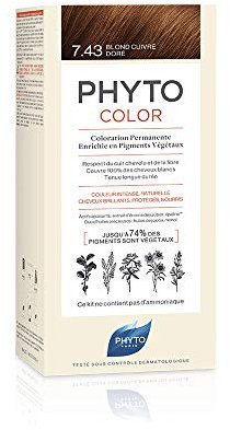 Phyto Coloration durable avec pigments végétaux 7.43 blond enroulé doré