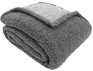 CB Home & Style Kuscheldecke Lammfell-Optik grau Wendedecke XXL 150 x 200 cm Decke weich