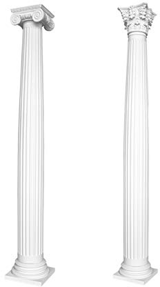 Halbsäule | rund | kanneliert | vorgrundierte Oberfläche | stoßfest | Klassisch | Barock | Dekosäule | Stuck | weiß | PU | N3220H Set 2 | 203 mm