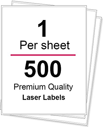 210 x 297 mm fraktetiketter 1 etikett/ark A4 matt vit adressetiketter självhäftande självhäftande postutskrift etikett för laserbläckstråleskrivare (500 ark, 500 etiketter)