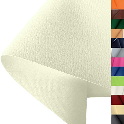 TOLKO 1m Kunstleder Meterware | weiches Premium Lederimitat für Stuhl Bank Sessel Sofa Sitzbezug Bezugstoff in Rindsleder Optik 140cm breit Polsterstoff Polsterbezug Möbelstoff (Creme)